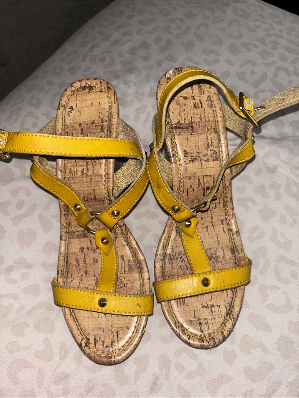 Montego Bay Club Yellow Strappy Sandals with Cork-Style Insole